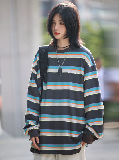 Striped round neck long sleeve t-shirt No.825