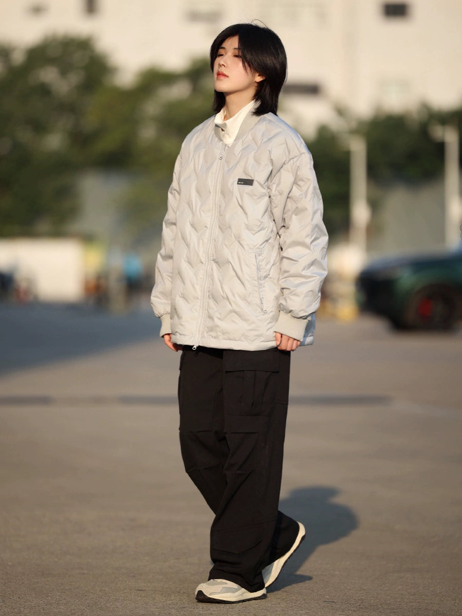 [DUCK DOWN] light padded baseball collar jacket, bomber jacket No.1112