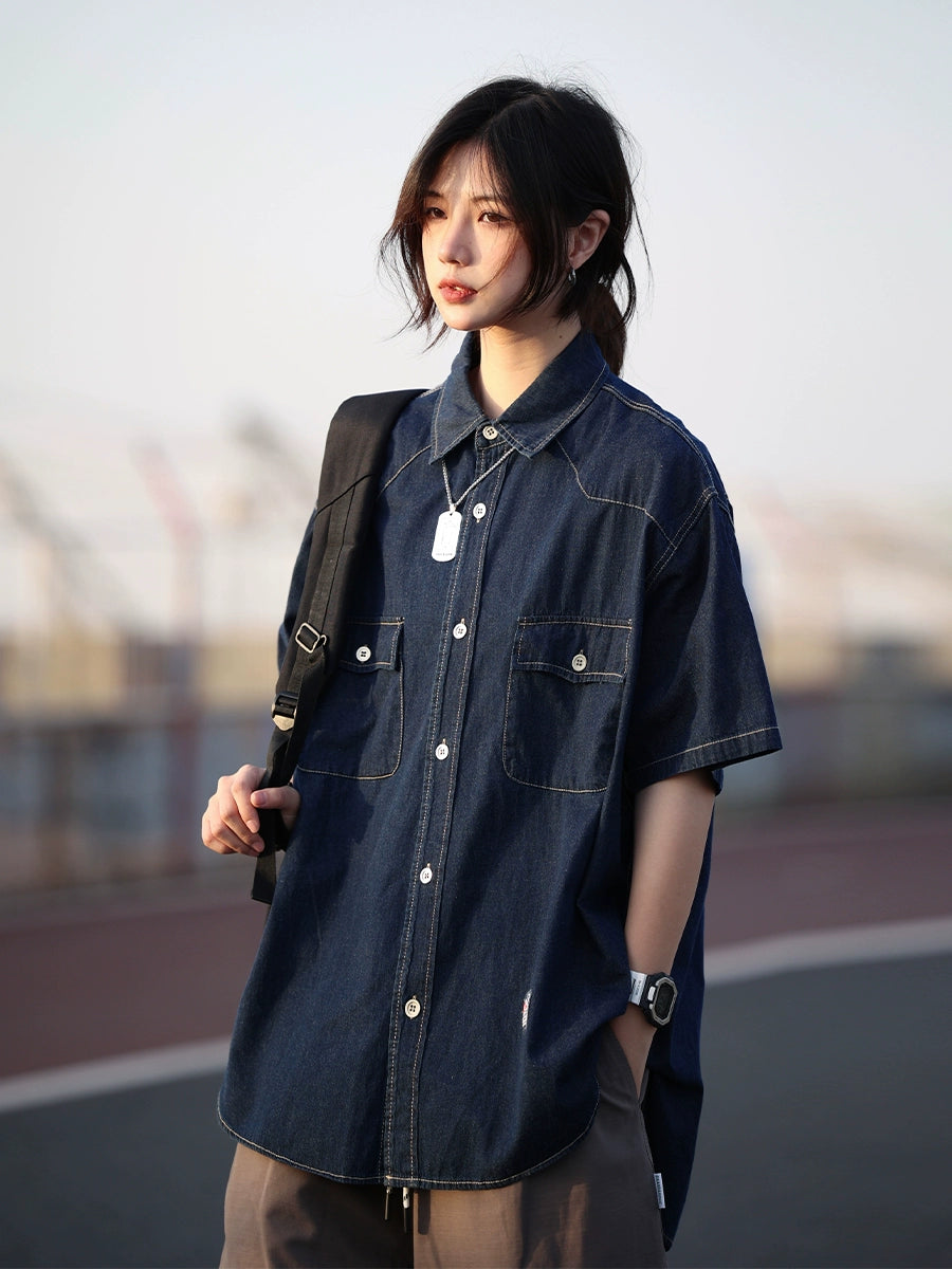 short sleeve  denim shirt No.688