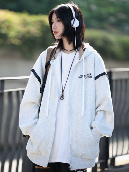 Hooded sweatshirt zip-up hoodie No.849