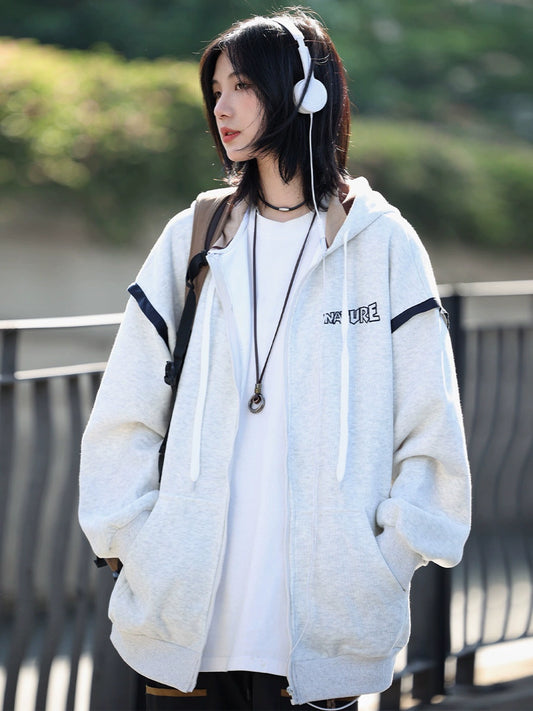 Hooded sweatshirt zip-up hoodie No.849