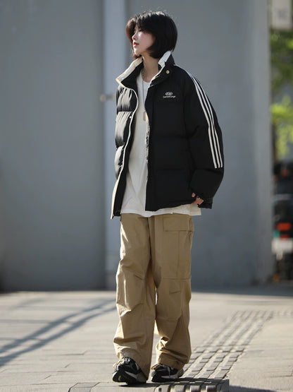 Striped stand up collar padded jacket, puffer No.1053