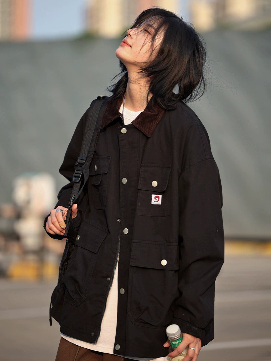 Corduroy panels, lapels, outdoor cargo jackets No.867