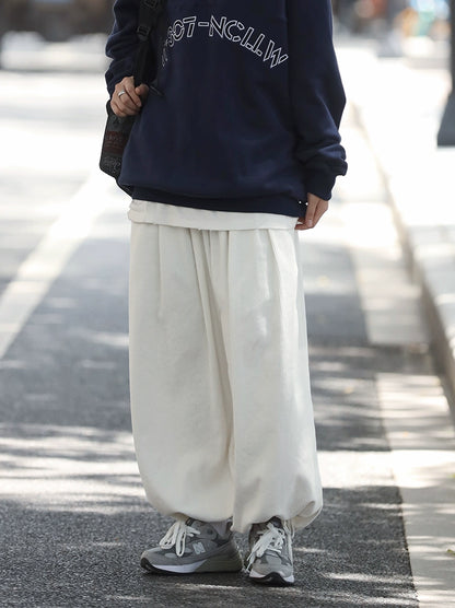 corduroy drawstring wide-leg pants No.347