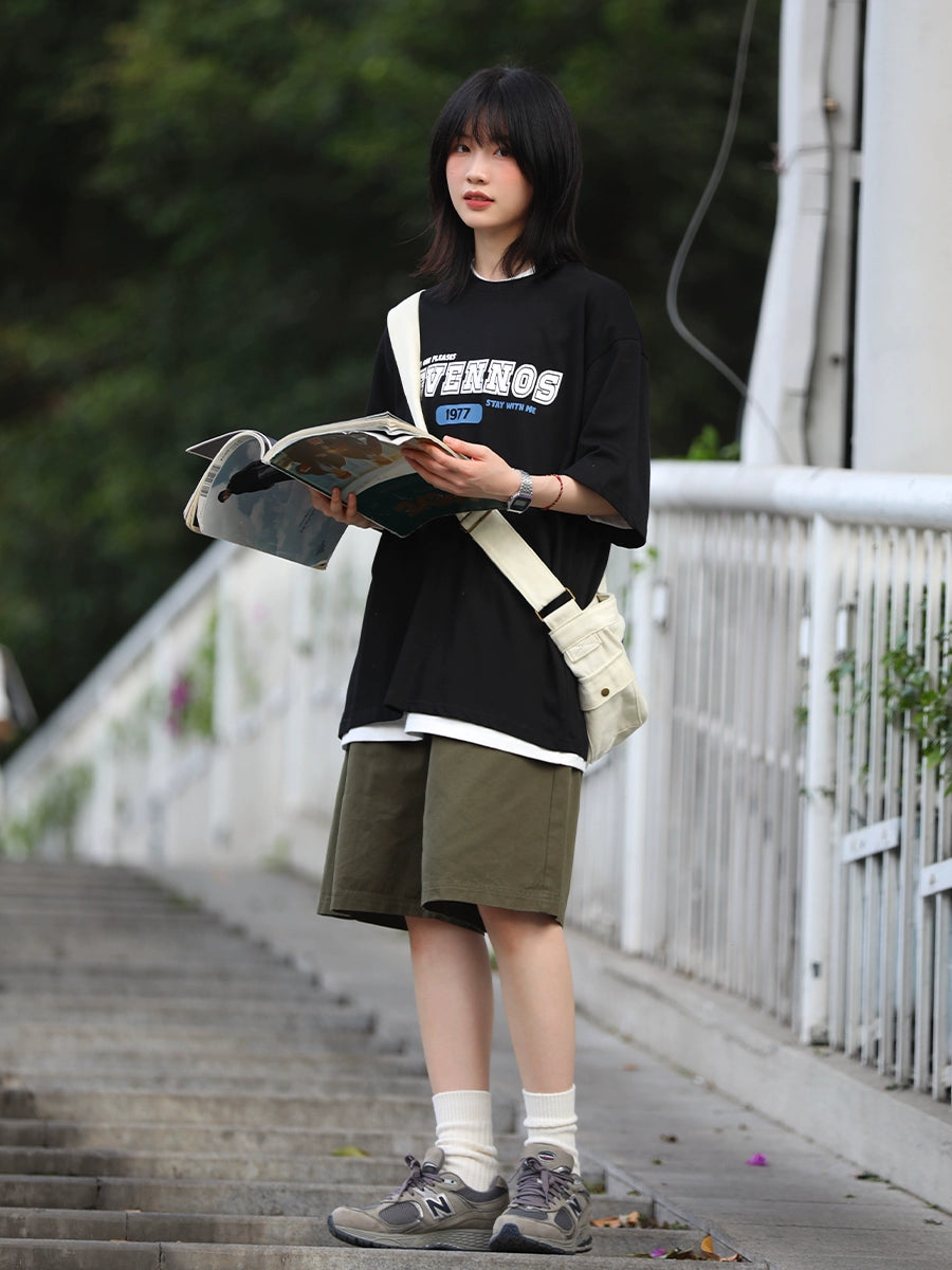 Casual loose retro trend T-shirt iNo.643