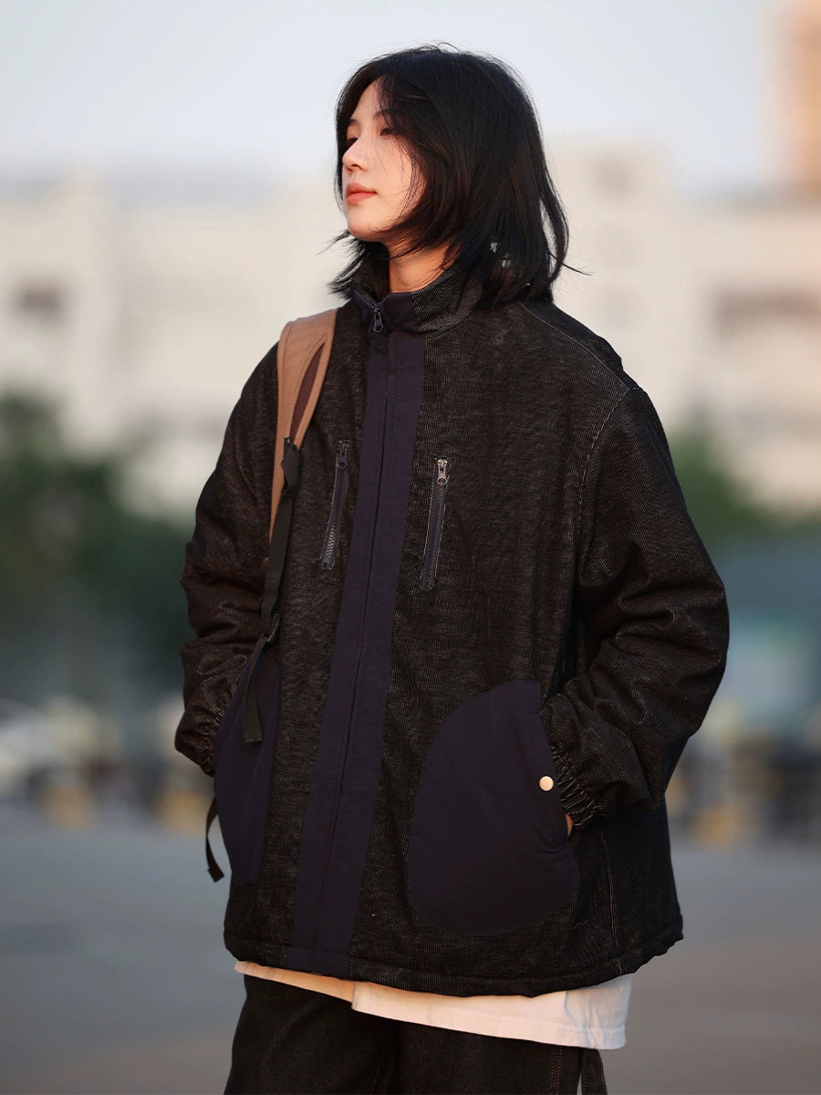 Corduroy jacket, warm zipper, stand-up collar No.1031