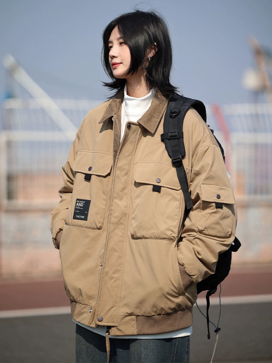 [DUCK DOWN]Lapel cargo down jacket No.1077