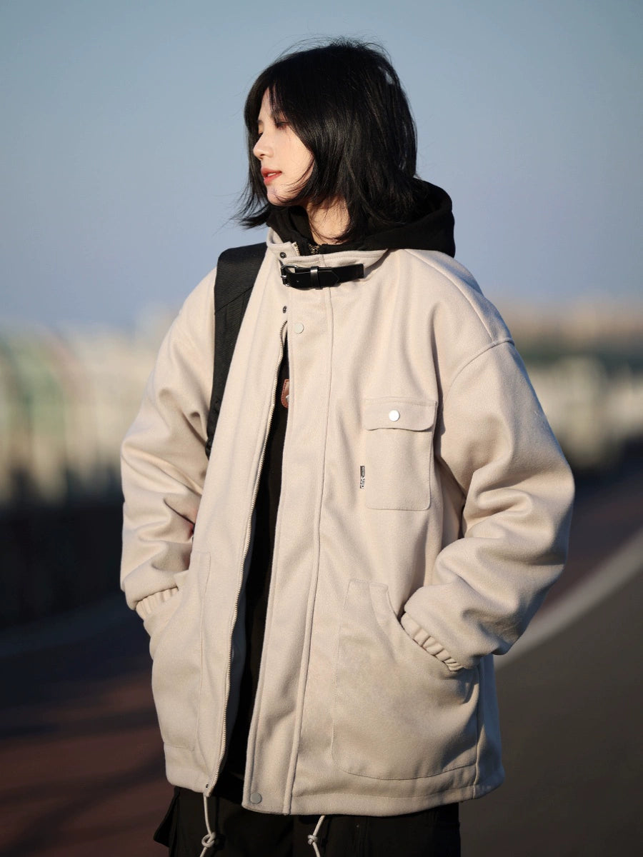 Fake two woolen coats, hooded jacket No.1081