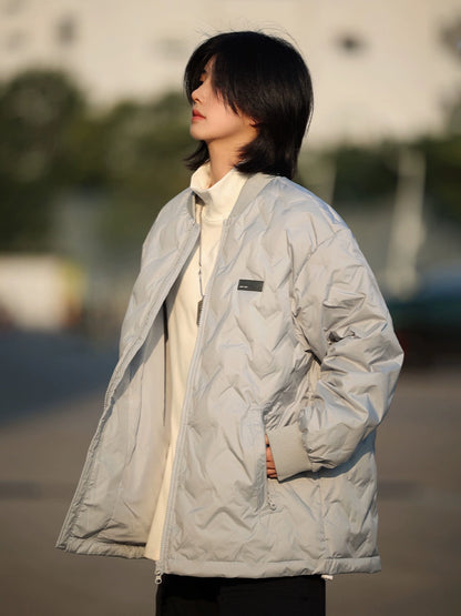 [DUCK DOWN] light padded baseball collar jacket, bomber jacket No.1112