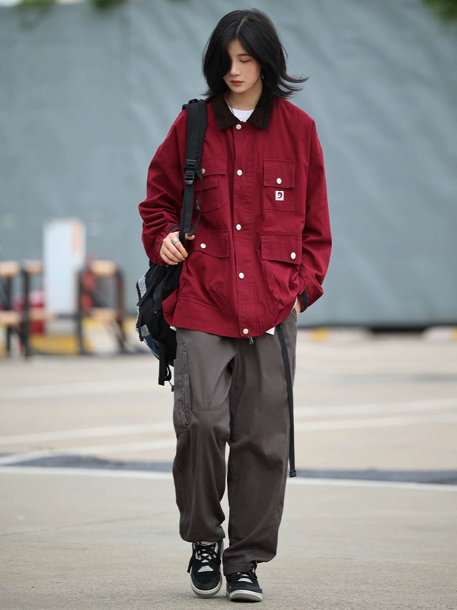 Corduroy panels, lapels, outdoor cargo jackets No.867