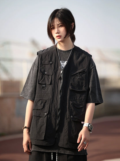 Overalls, vest, multi-pocket, sleeveless top, jacket No.684