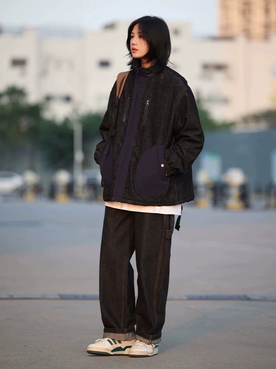 Corduroy jacket, warm zipper, stand-up collar No.1031