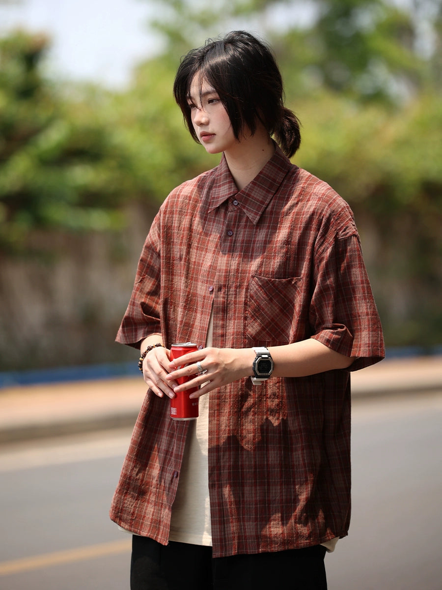 Plaid short sleeve shirt No.619