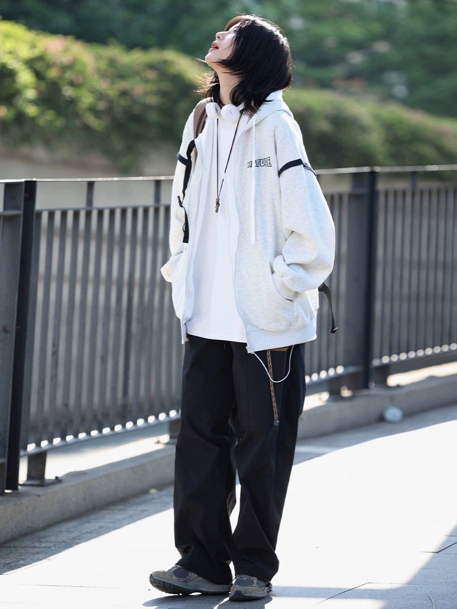 Hooded sweatshirt zip-up hoodie No.849