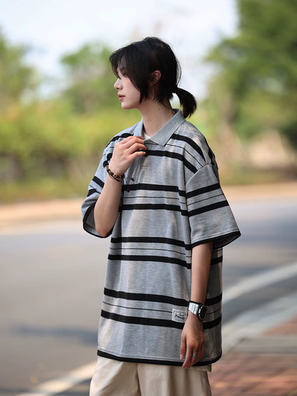Polo shirt striped short sleeve No.622