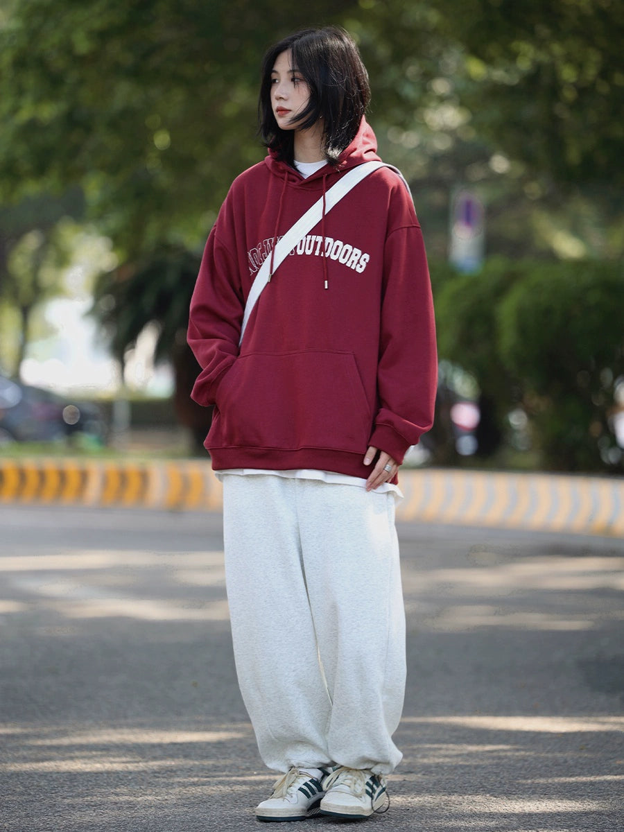 Hooded burgundy sweatshirt