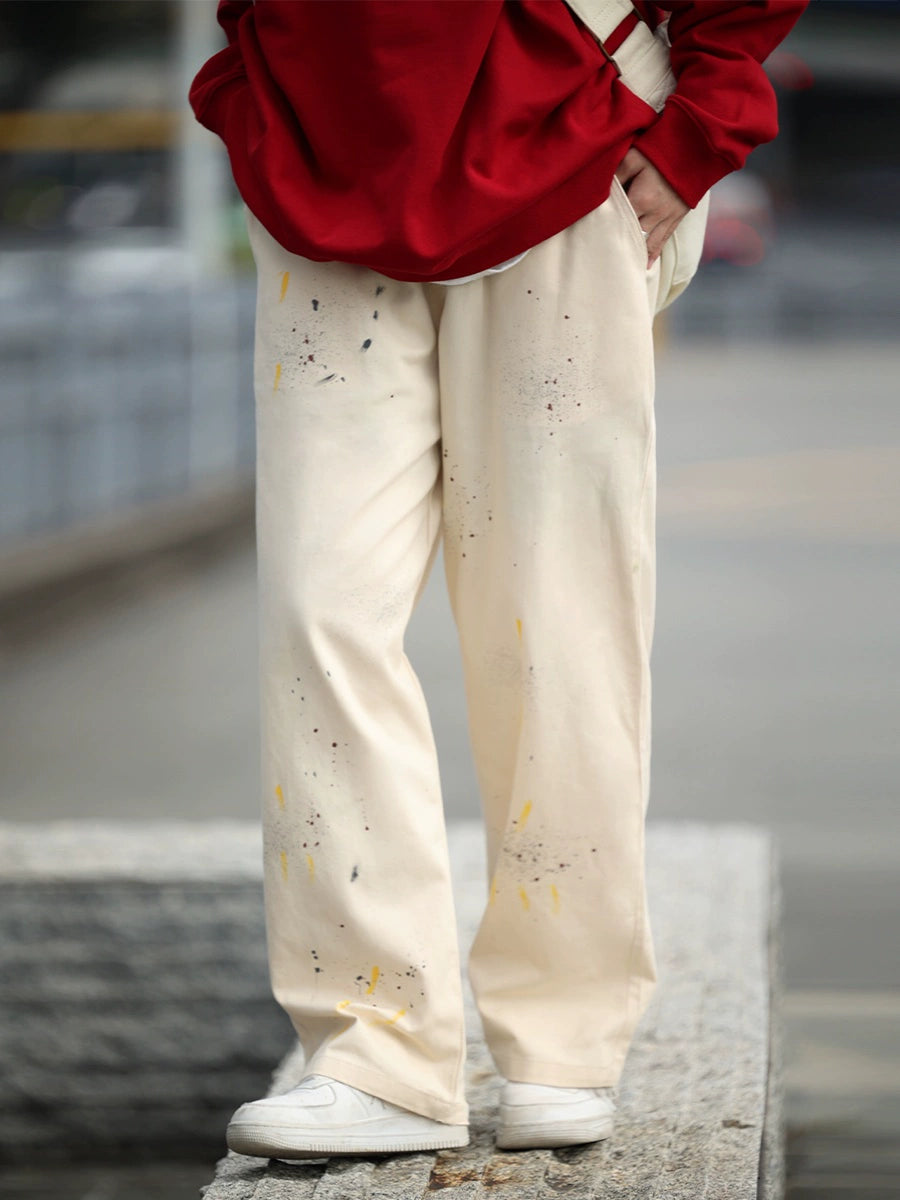 Splashed ink print casual pants No.930