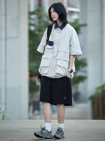 Summer big pocket short-sleeved shirt jacket No.745