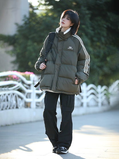 Striped stand up collar padded jacket, puffer No.1053