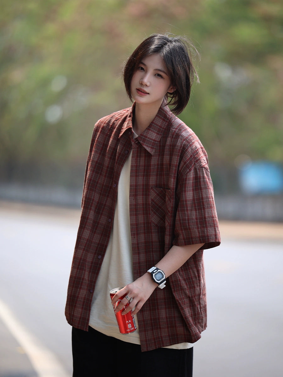 Plaid short sleeve shirt No.619