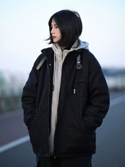 Fake two woolen coats, hooded jacket No.1081